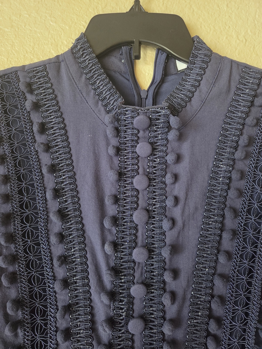 Layered With Love Navy Blue Boho Lace-Trim Button Front Dress,sz M. - Picture 2 of 9